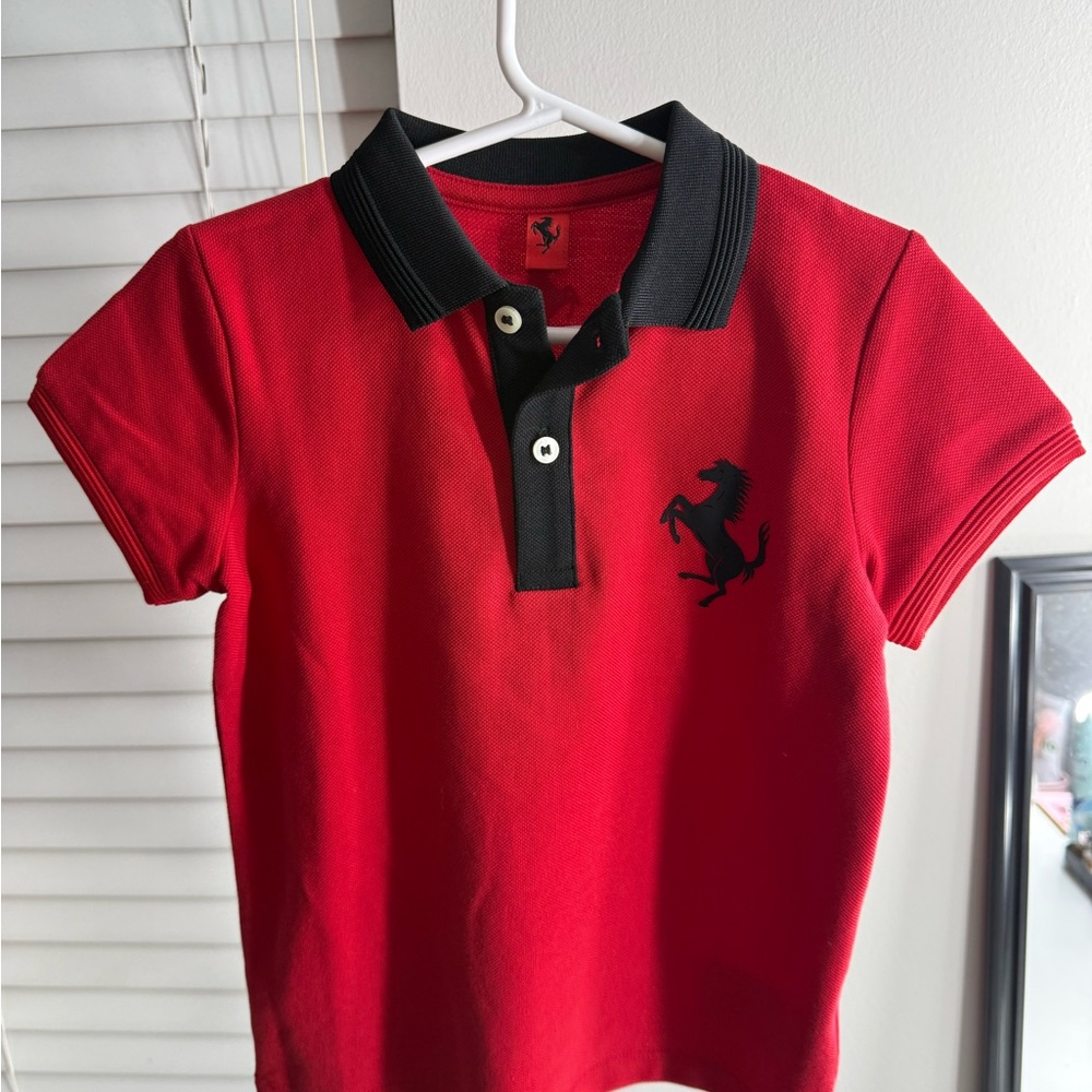 Toddler Red Polo Shirt with Tag Visible